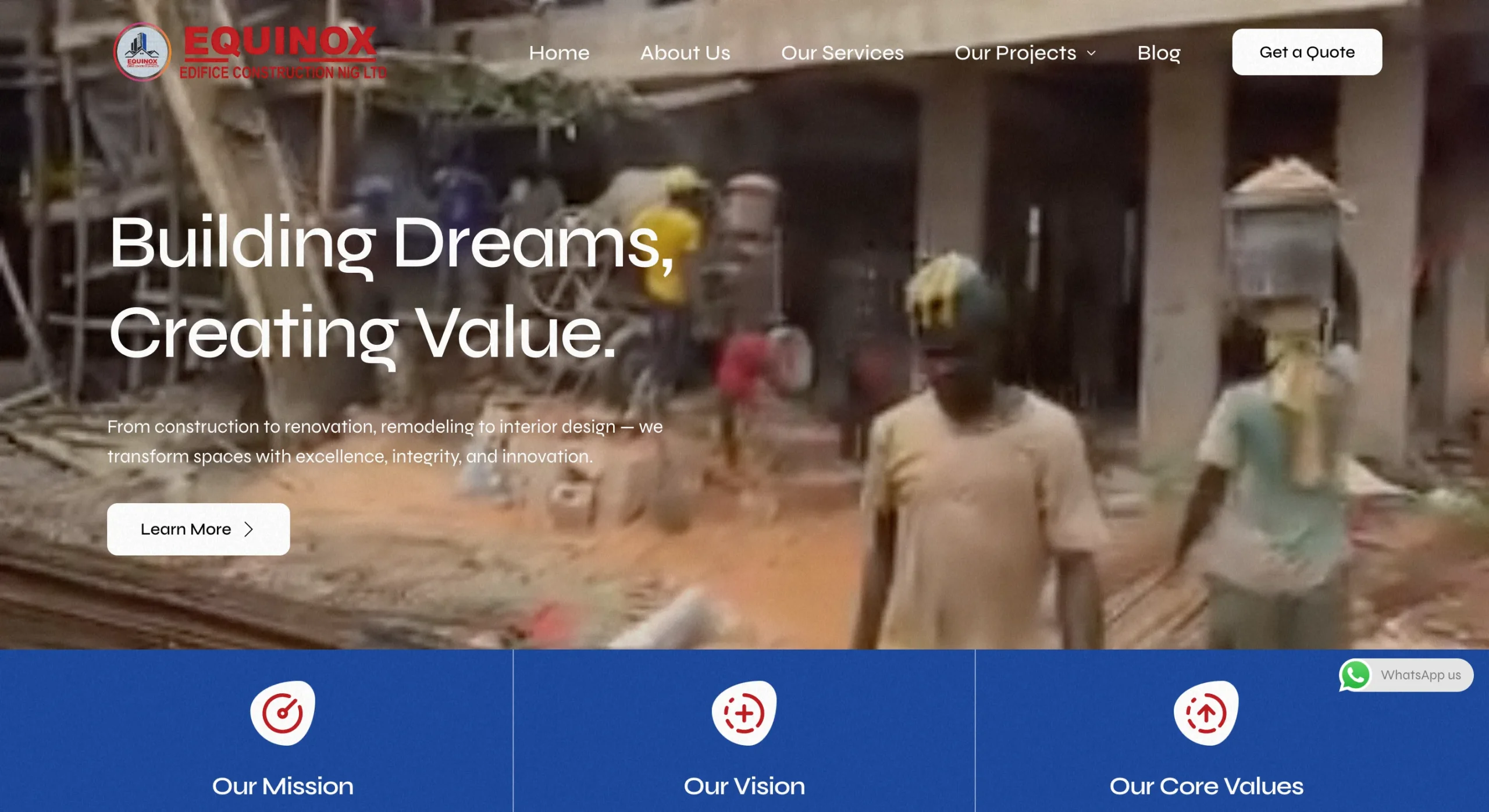 Equinox Edifice Construction website design