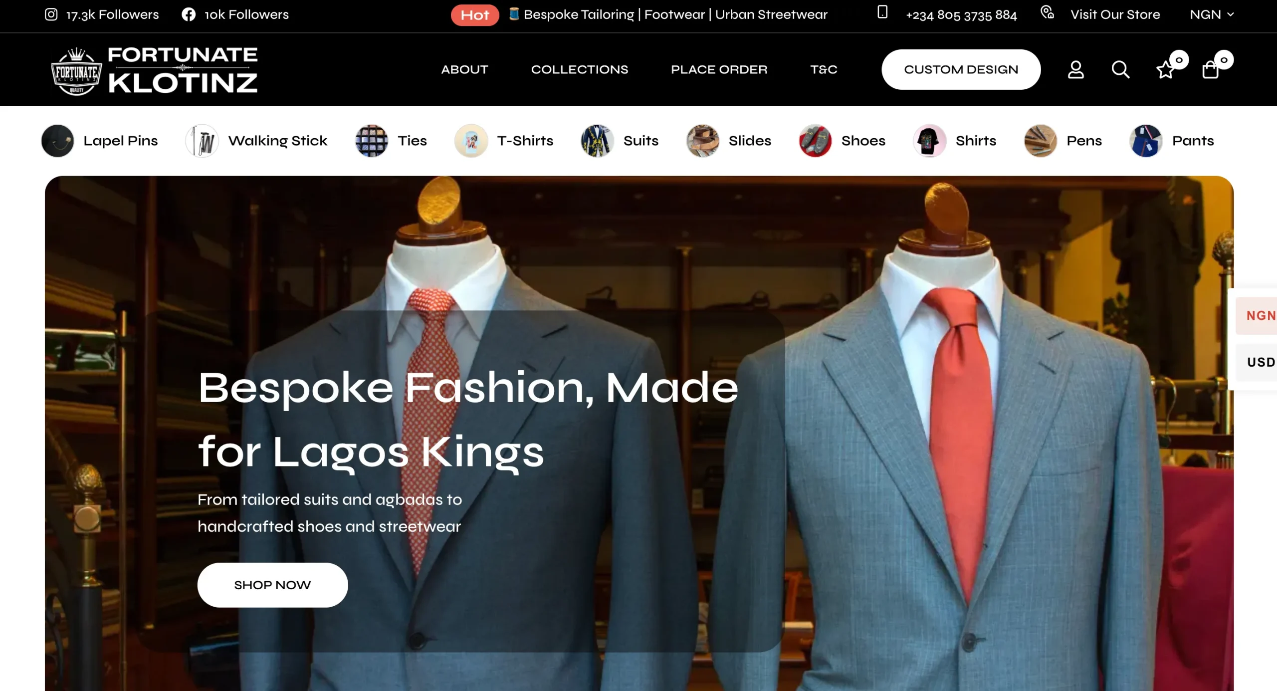 Fortunate Klotinz website design